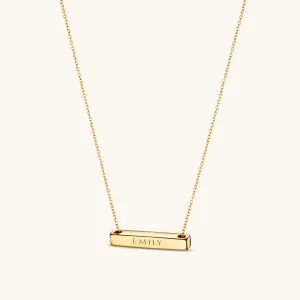 3cm Letter Bar Necklace in Gold Horizontal