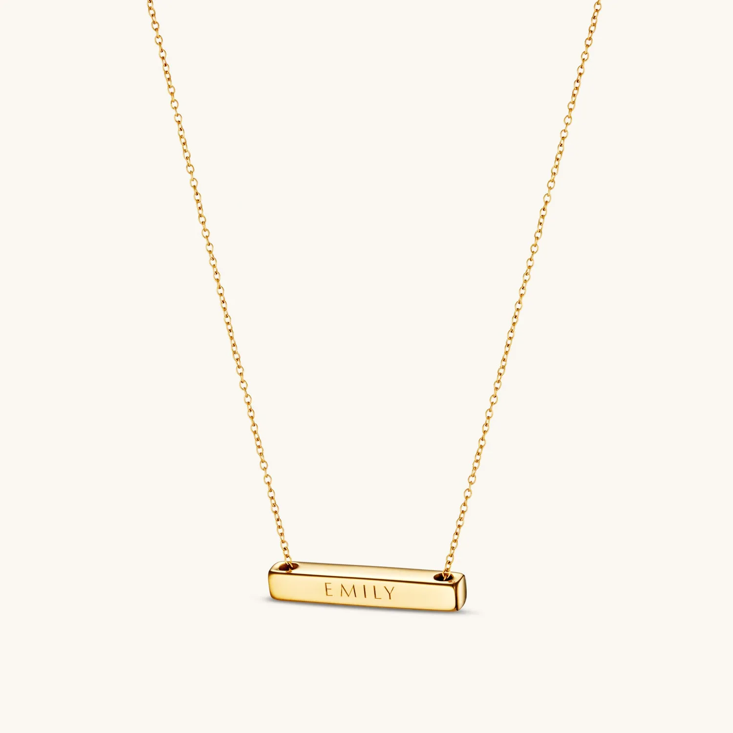 3cm Letter Bar Necklace in Gold Horizontal
