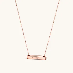 3cm Letter Bar Necklace in Rose Gold horizontal