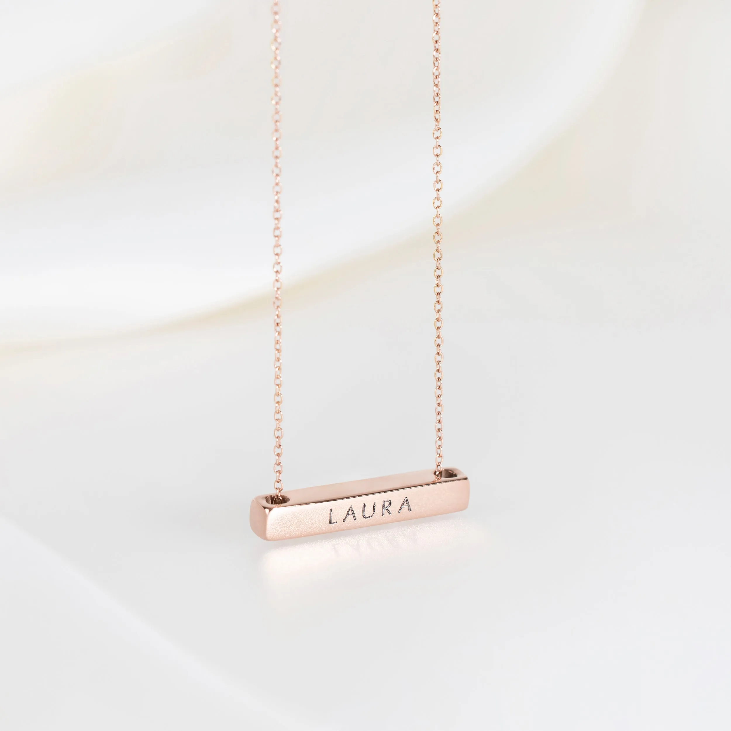 3cm Letter Bar Necklace in Rose Gold horizontal