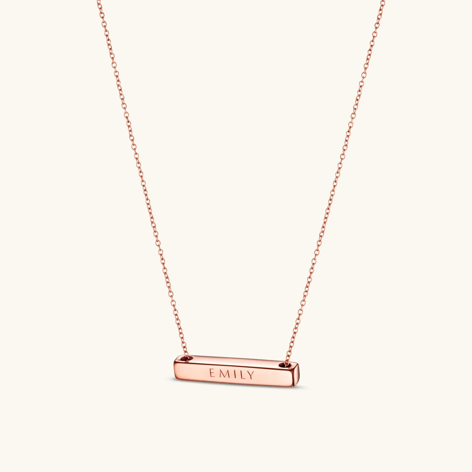 3cm Letter Bar Necklace in Rose Gold horizontal