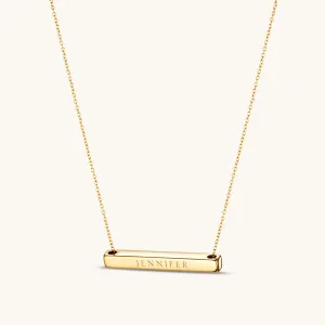 4cm Letter Bar Necklace in Gold Horizontal