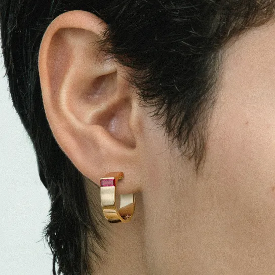 5mm Braga Hoop Earrings with Rubies