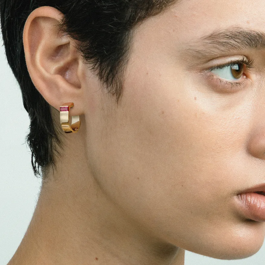 5mm Braga Hoop Earrings with Rubies
