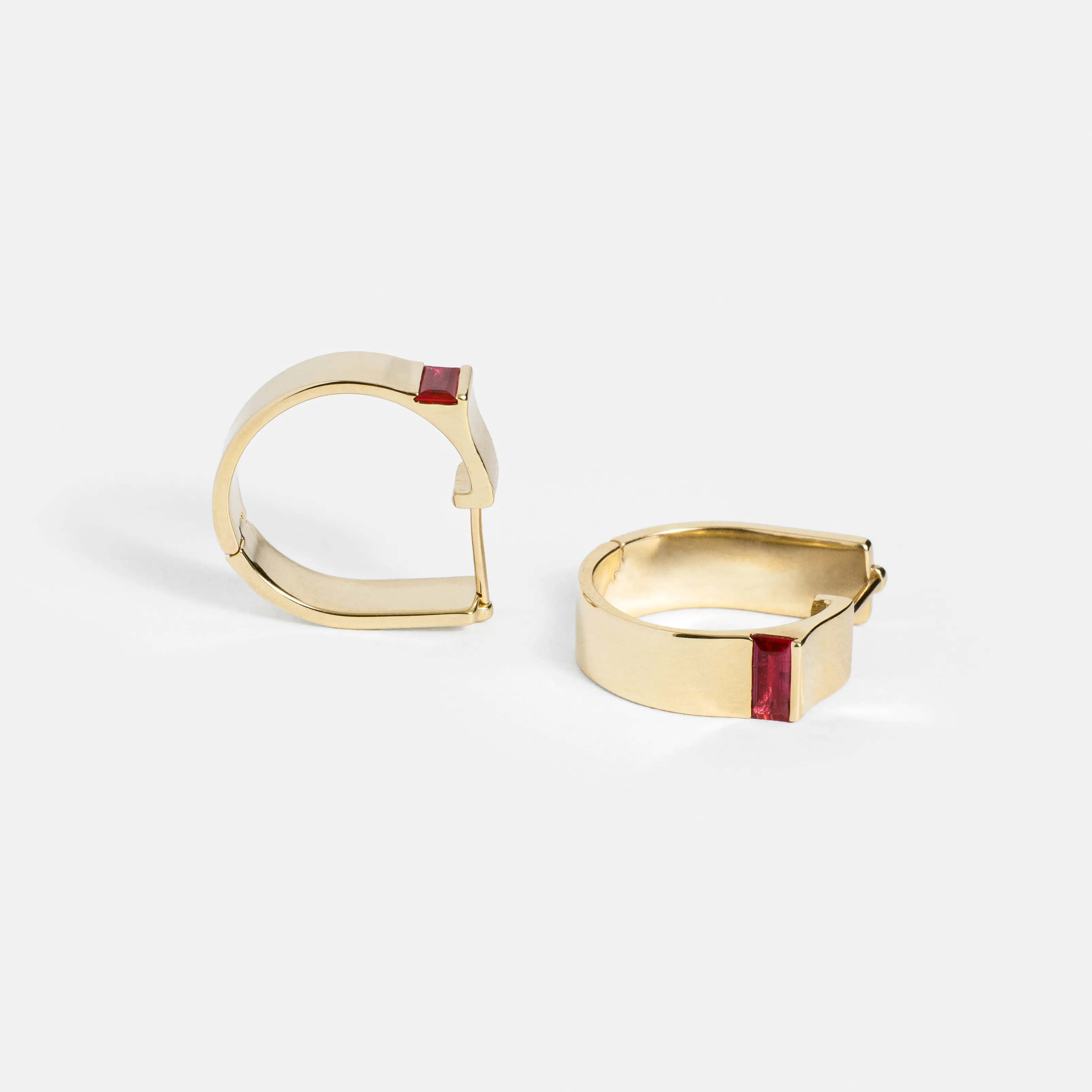 5mm Braga Hoop Earrings with Rubies
