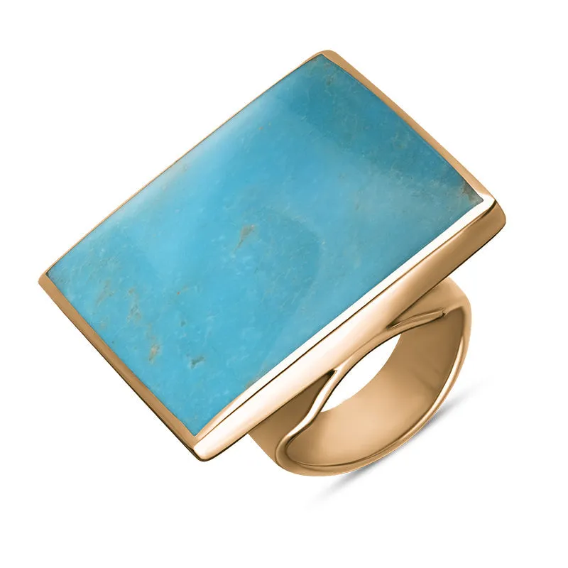 9ct Rose Gold Turquoise Hallmark Large Square Ring