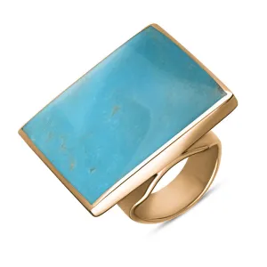 9ct Rose Gold Turquoise Hallmark Large Square Ring