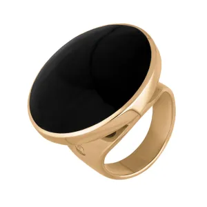 9ct Rose Gold Whitby Jet Hallmark Medium Round Ring