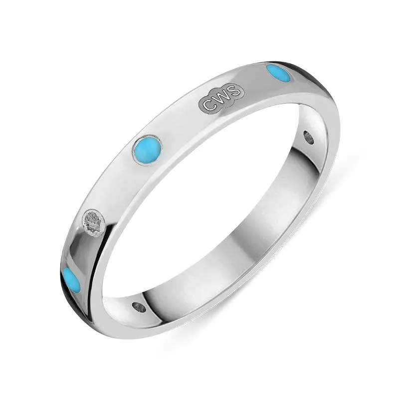 9ct White Gold Turquoise King's Coronation Hallmark 3mm Ring D
