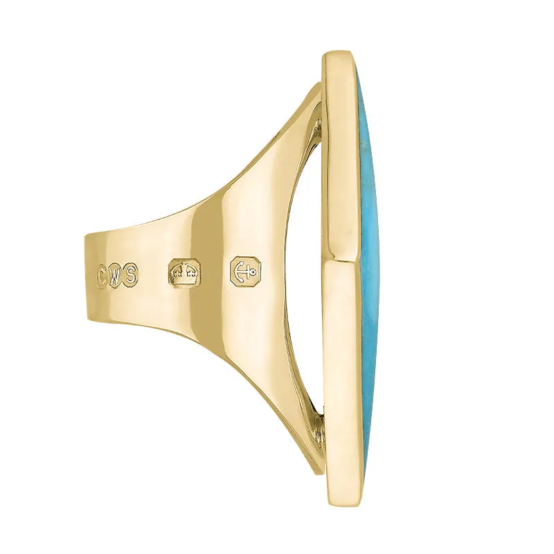9ct Yellow Gold Turquoise Hallmark Large Rhombus Ring