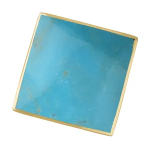 9ct Yellow Gold Turquoise Hallmark Large Rhombus Ring