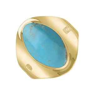 9ct Yellow Gold Turquoise Hallmark Small Oval Ring
