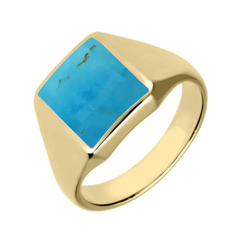 9ct Yellow Gold Turquoise Oblong Signet Ring