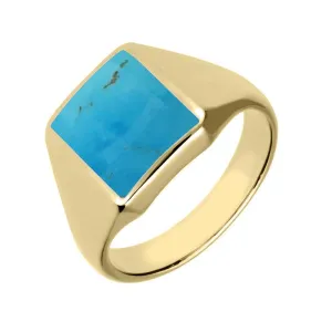 9ct Yellow Gold Turquoise Oblong Signet Ring