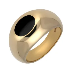 9ct Yellow Gold Whitby Jet Domed Oval Signet Ring D