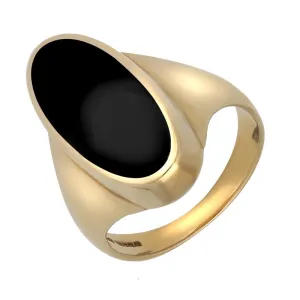 9ct Yellow Gold Whitby Jet Long Oval Ring