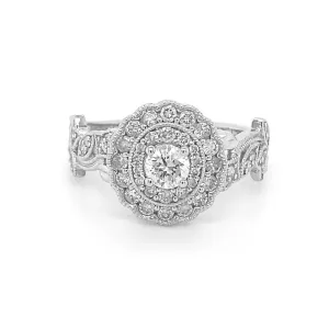 9K White Gold Vintage Diamond Cluster Ring