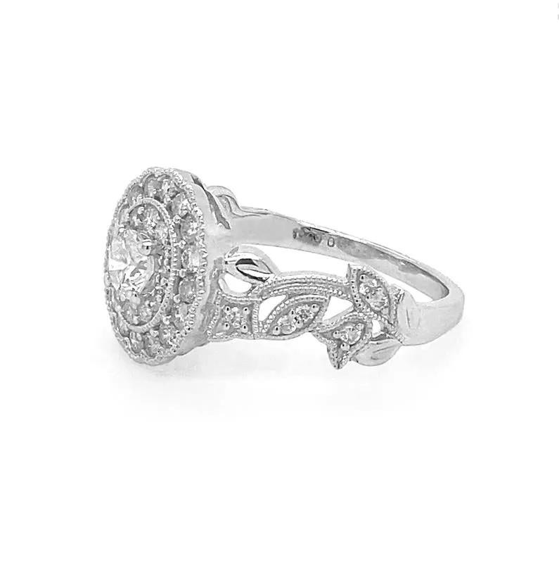 9K White Gold Vintage Diamond Cluster Ring