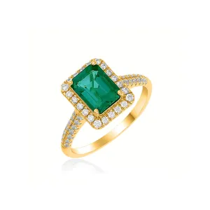 9K Yellow Gold Emerald & Diamond Ring