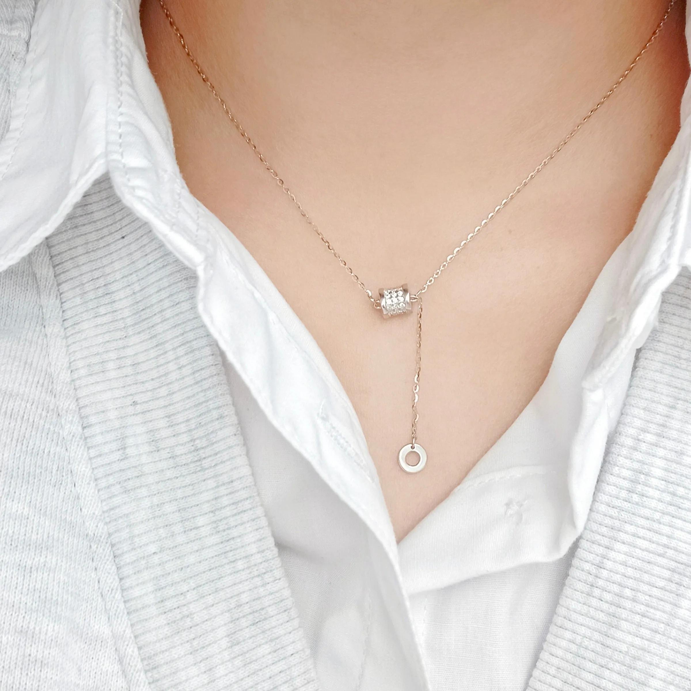 Alice Roulante Tassel Necklace (Silver & Rose Gold)
