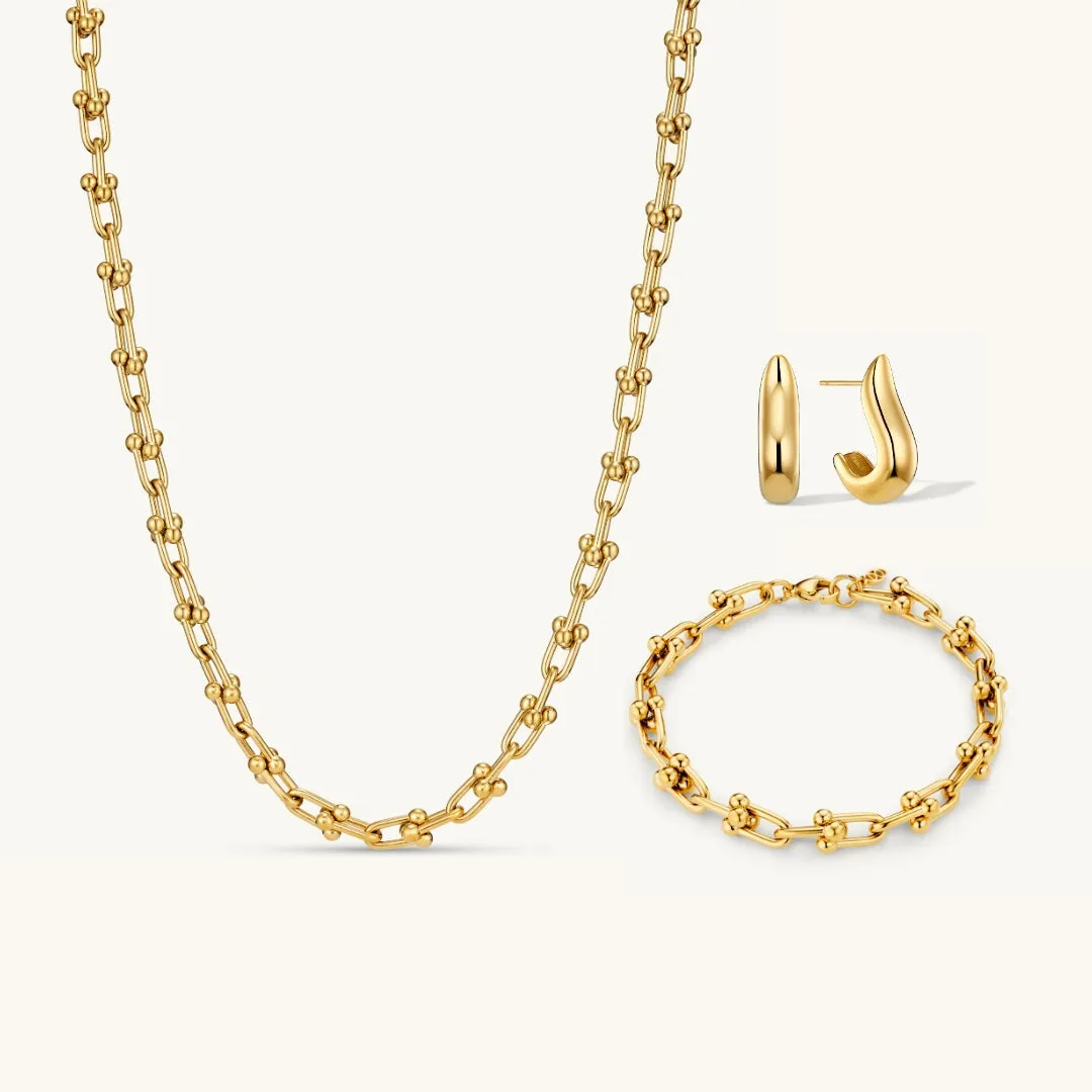 Allure Necklace, Allure Bracelet & Luxe Earrings Set Gold