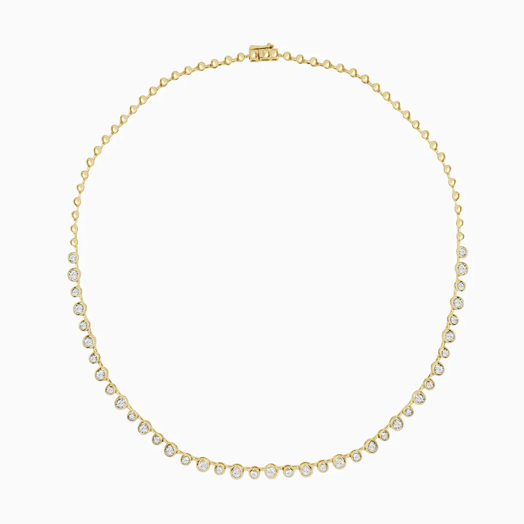 Alternating Bezel Diamond Station Necklace