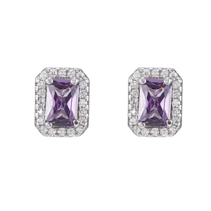 Amethyst and CZ Stud Earrings
