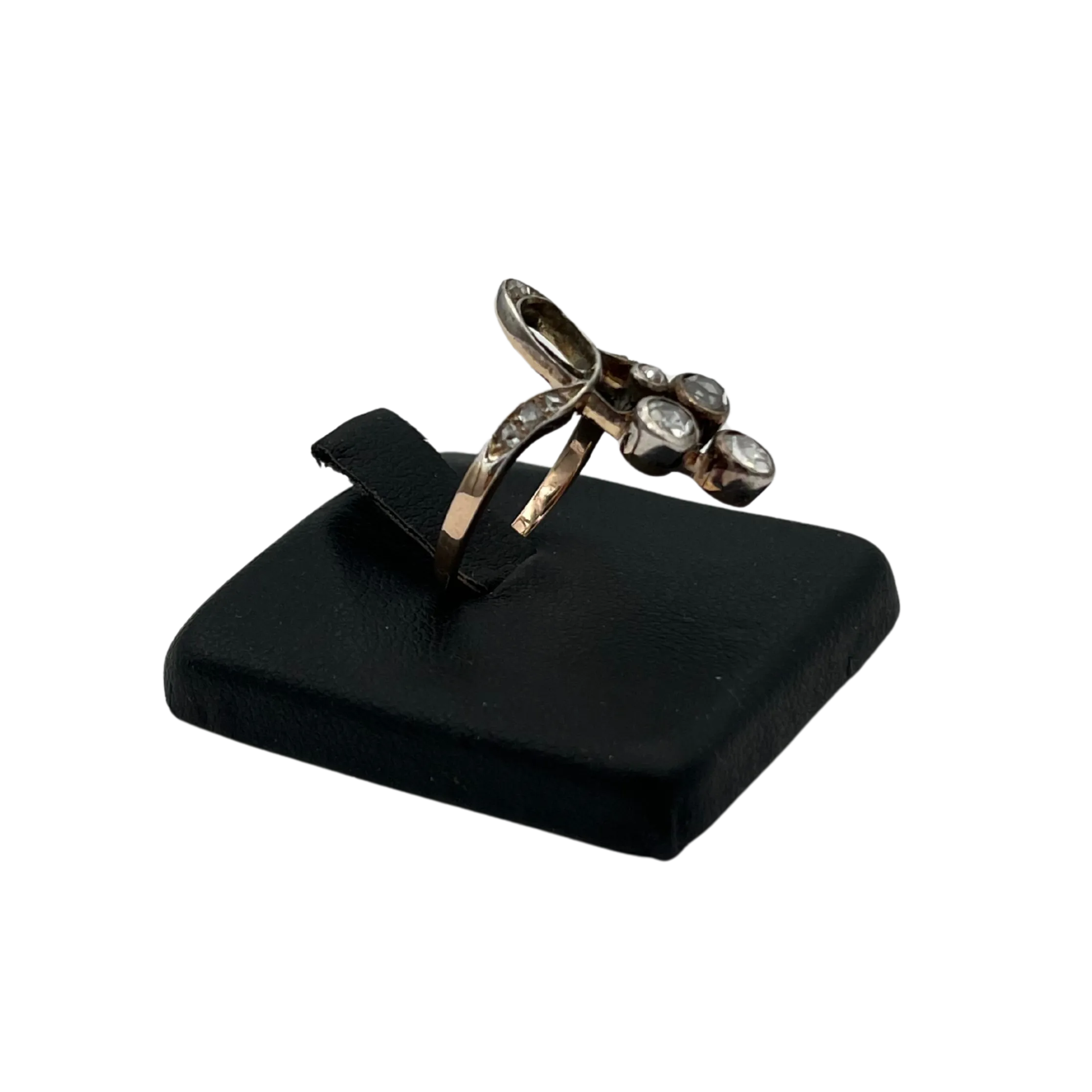 Antique rose cut diamond in 14k rose gold and silver