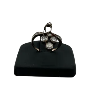 Antique rose cut diamond in 14k rose gold and silver