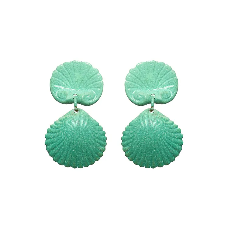Aqua Coquille Earrings