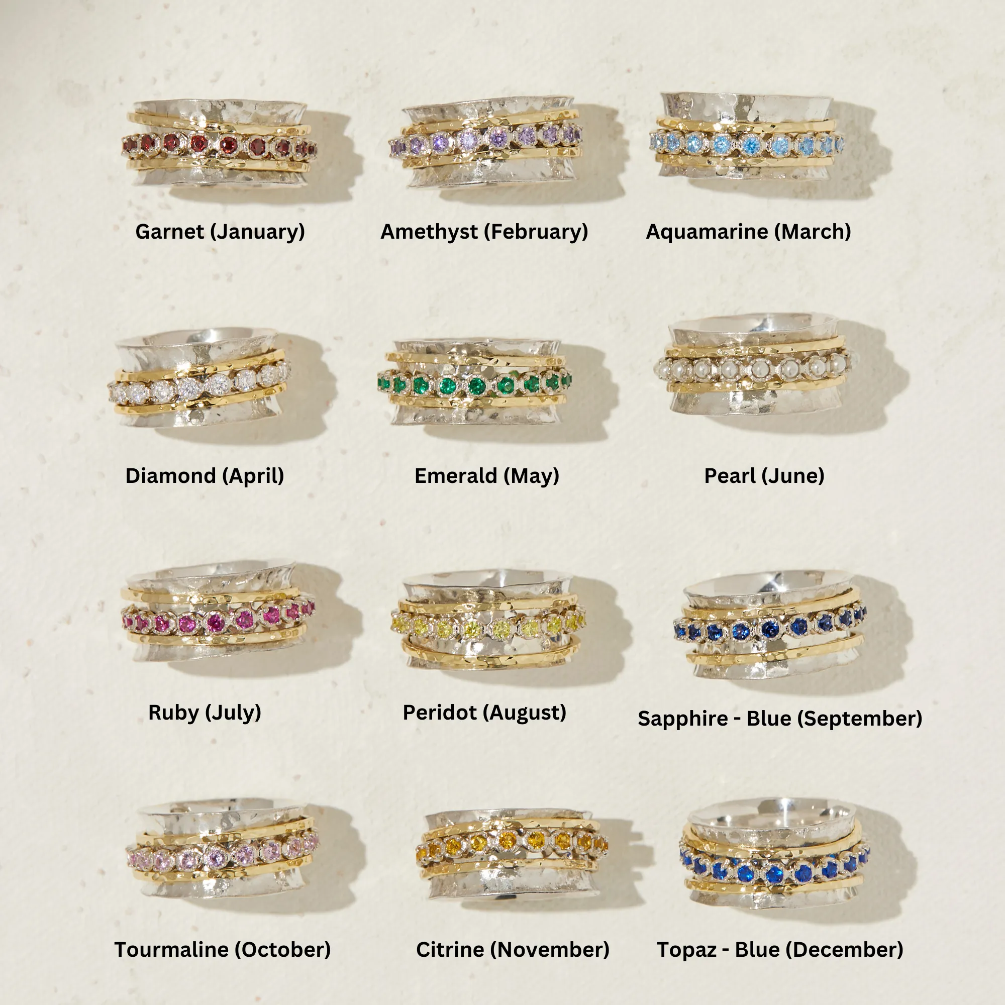 Aria Birthstone Spinner Ring  - December