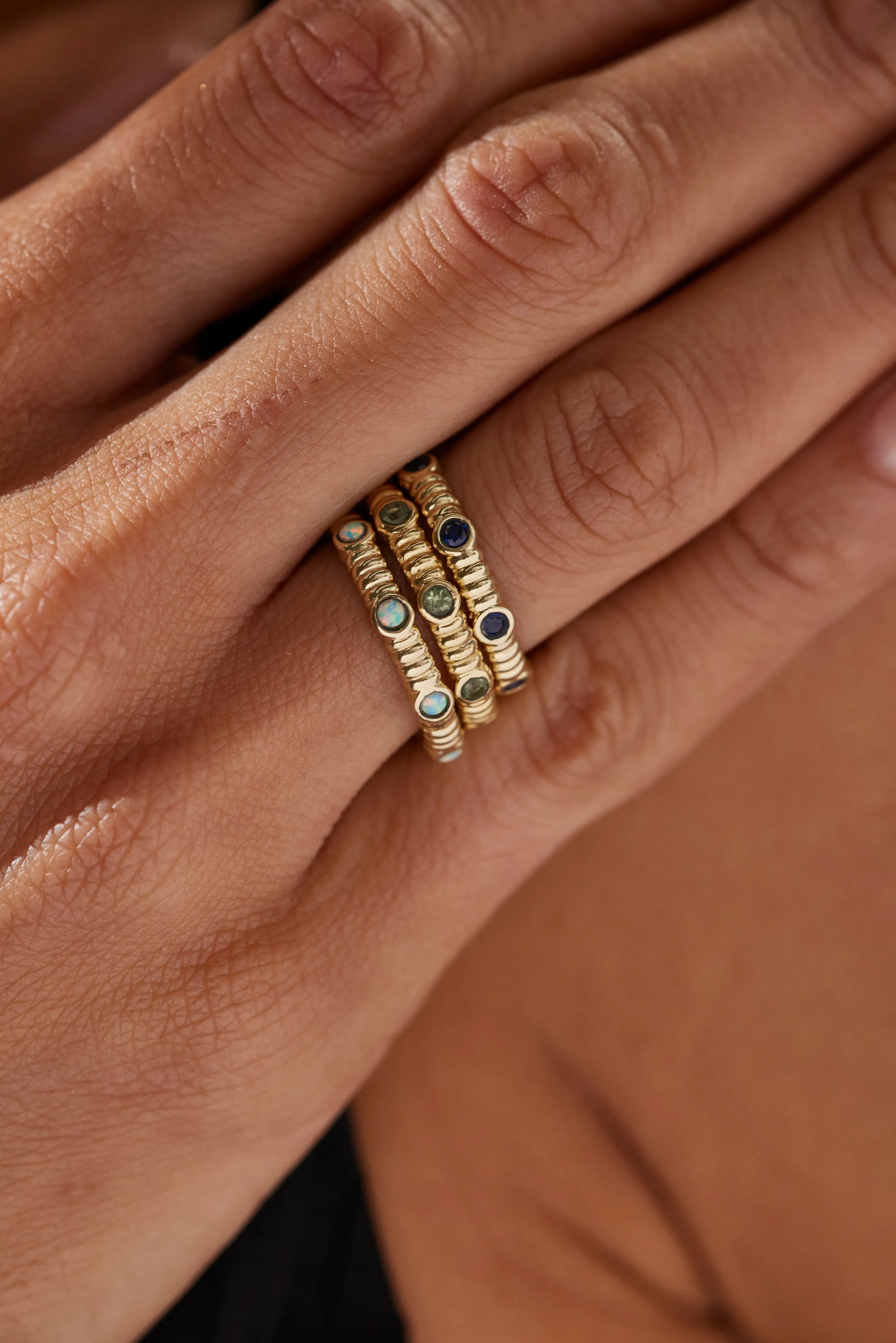 Asymmetric Sapphire Gold Stacker
