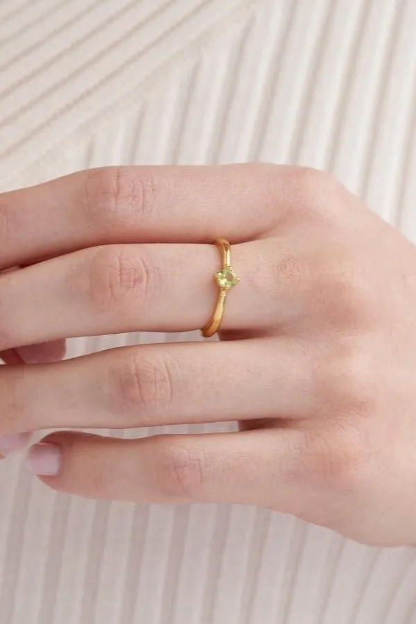 August Peridot Gold Birthstone Ring