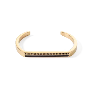 Bangle Cuff Square Stripes gold-black