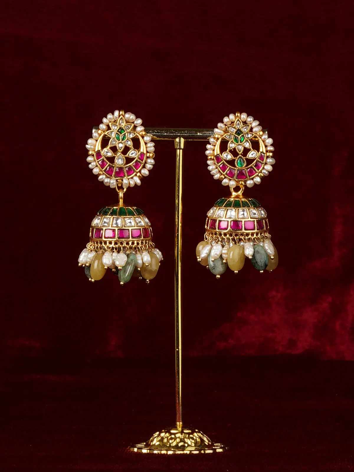 Basra Edit - Real Pearls Multicolor Gold Plated Mishr Earrings - MR-E309