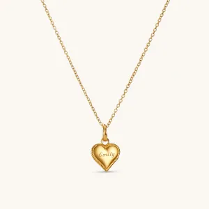 Beaded Heart Pendant Necklace in Gold