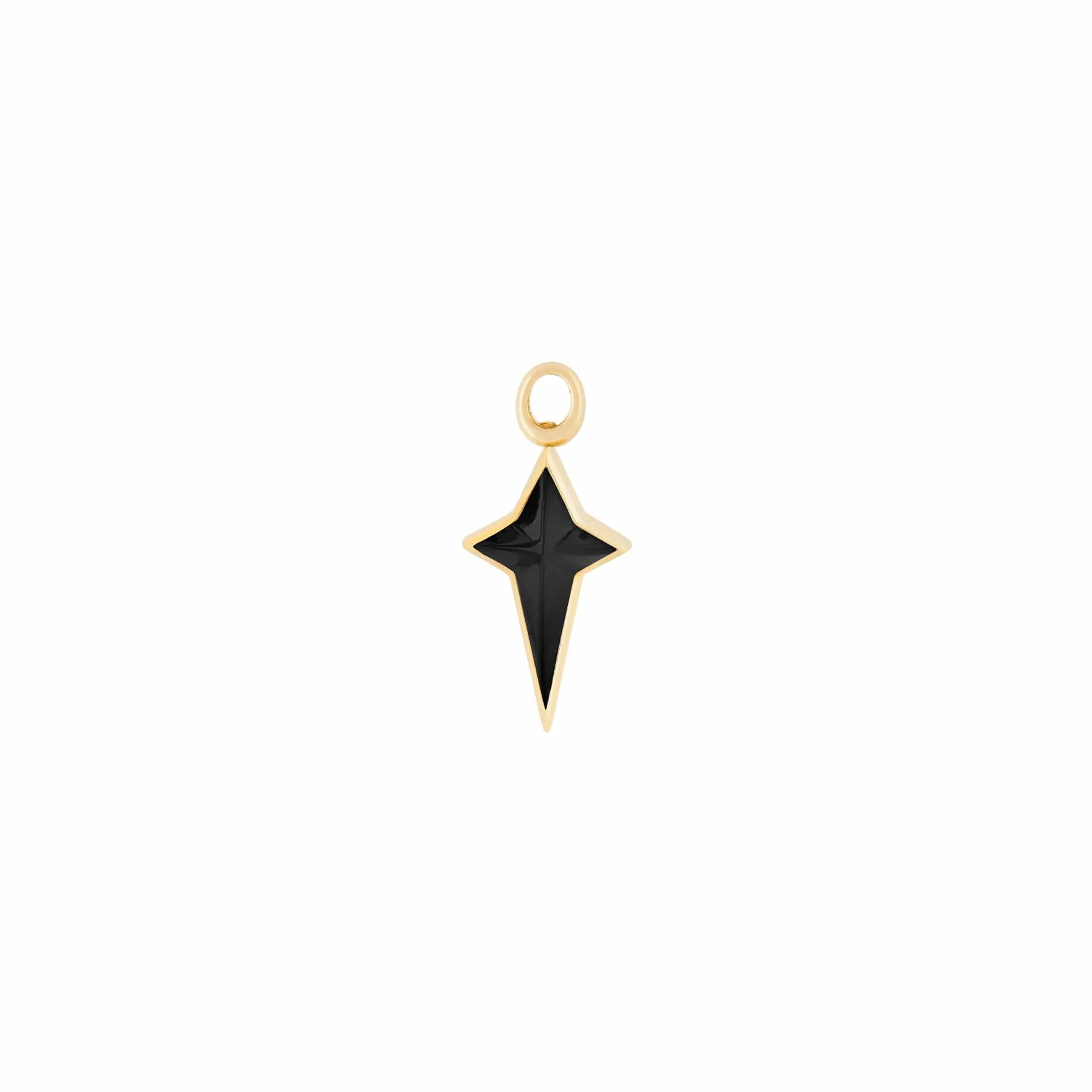 Black Ceramic Inlay New Cross Single Earring Charm