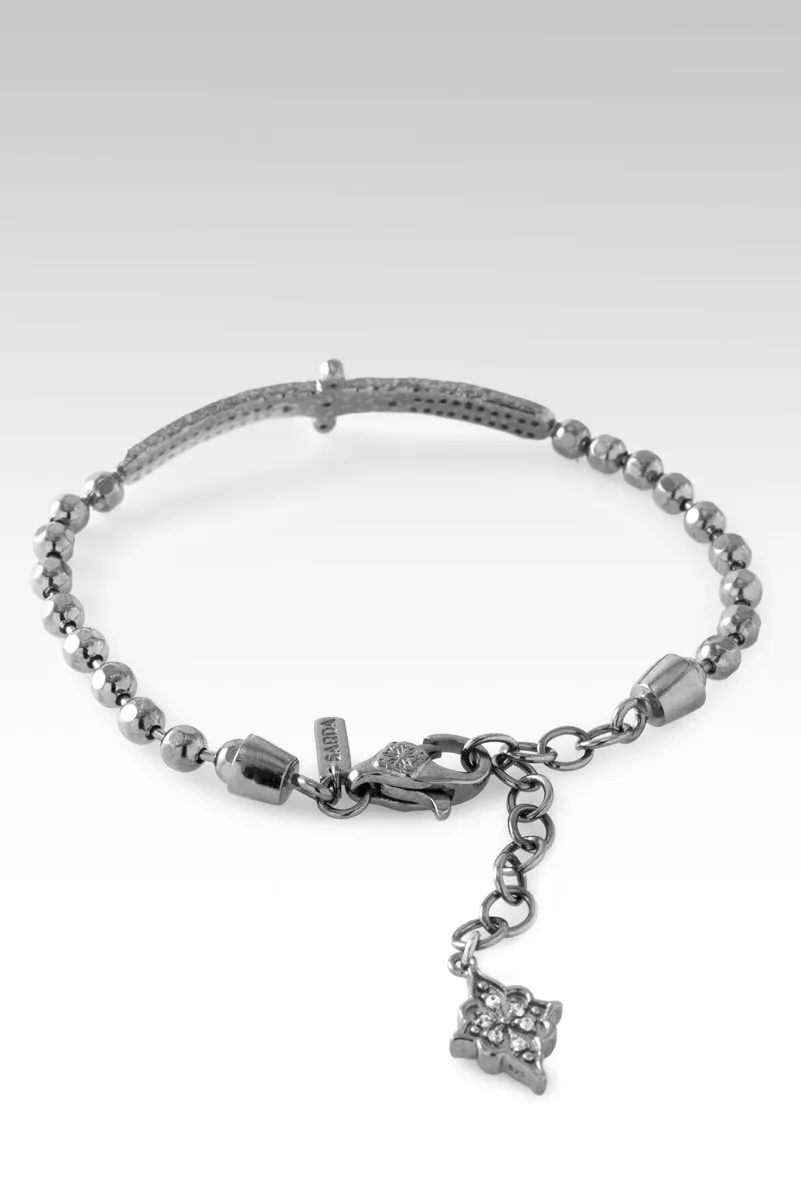 Black Rhodium Message of Hope Bracelet? in White Zircon