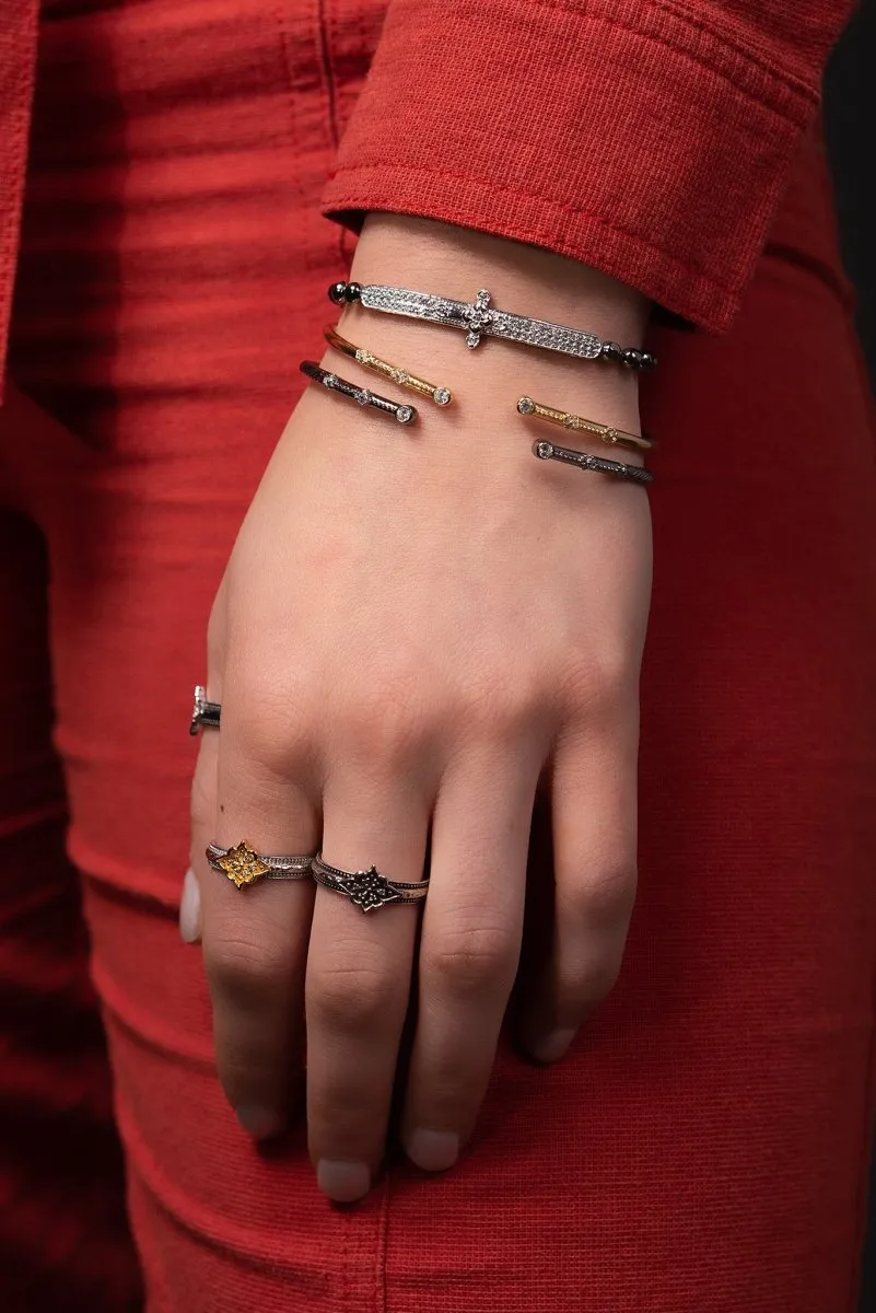 Black Rhodium Message of Hope Bracelet? in White Zircon