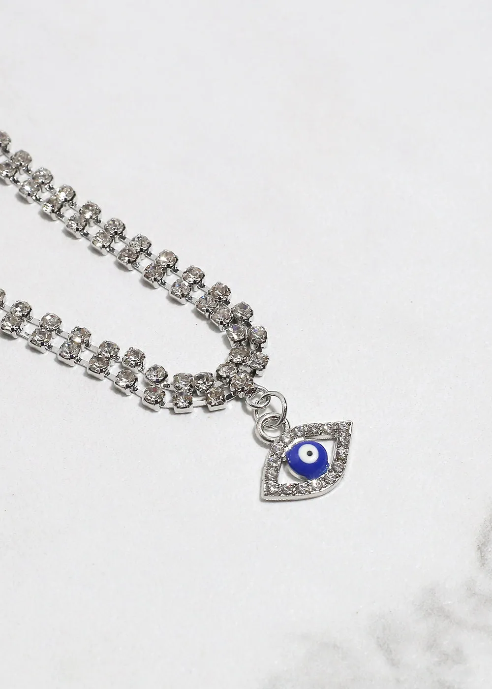 Bling Evil Eye Chain Bracelet