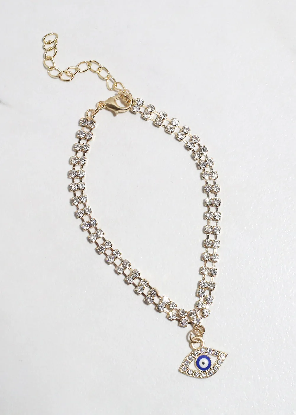 Bling Evil Eye Chain Bracelet