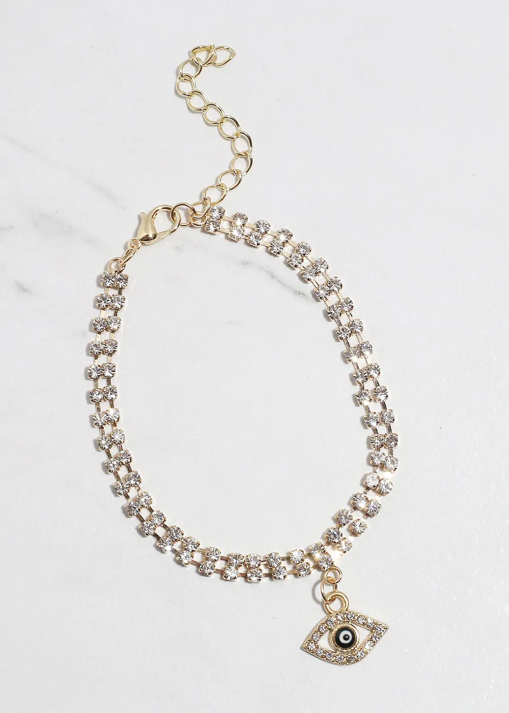 Bling Evil Eye Chain Bracelet