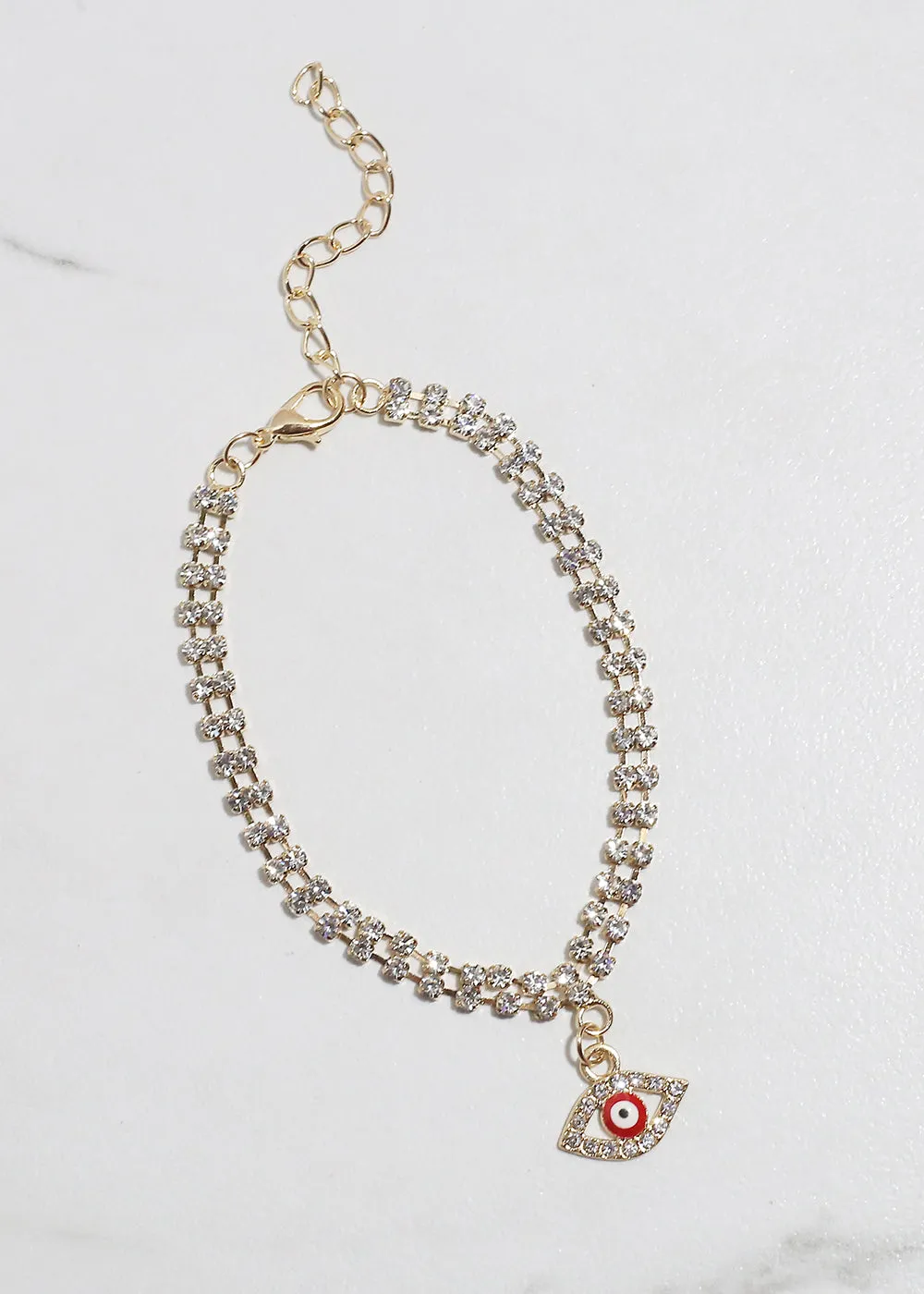 Bling Evil Eye Chain Bracelet