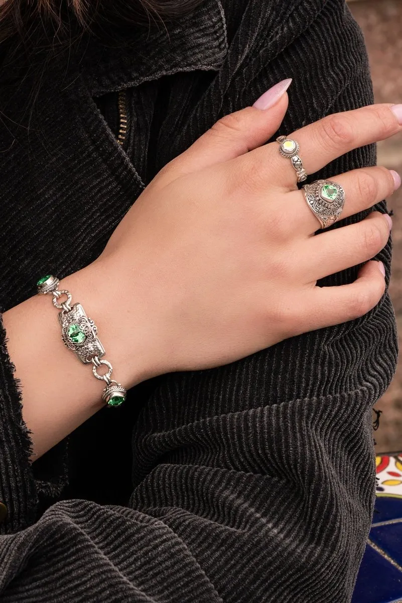 Bloom Beyond Boundaries Bracelet? in Green Lab Created Sapphire