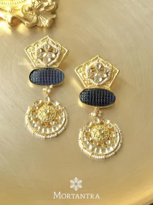 Blue Color Gold Plated Mishr Earrings - MR-E26B
