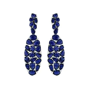 Blue Sapphire and Diamond Mosaic Earrings
