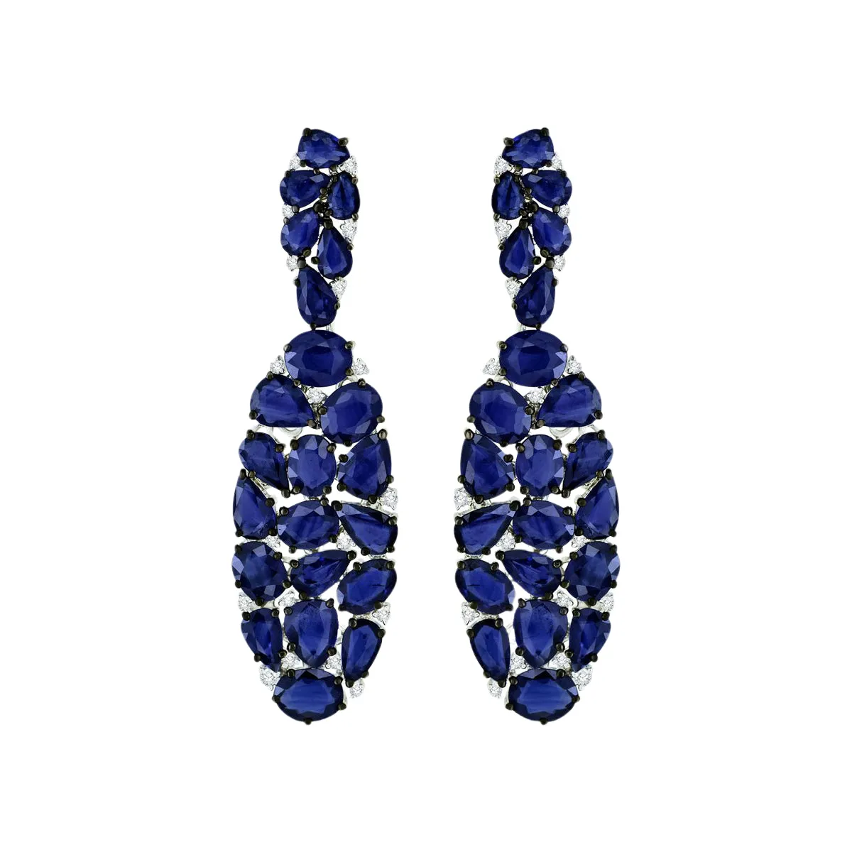 Blue Sapphire and Diamond Mosaic Earrings