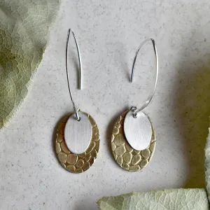 Brass & Silver Long Double Drop Earrings