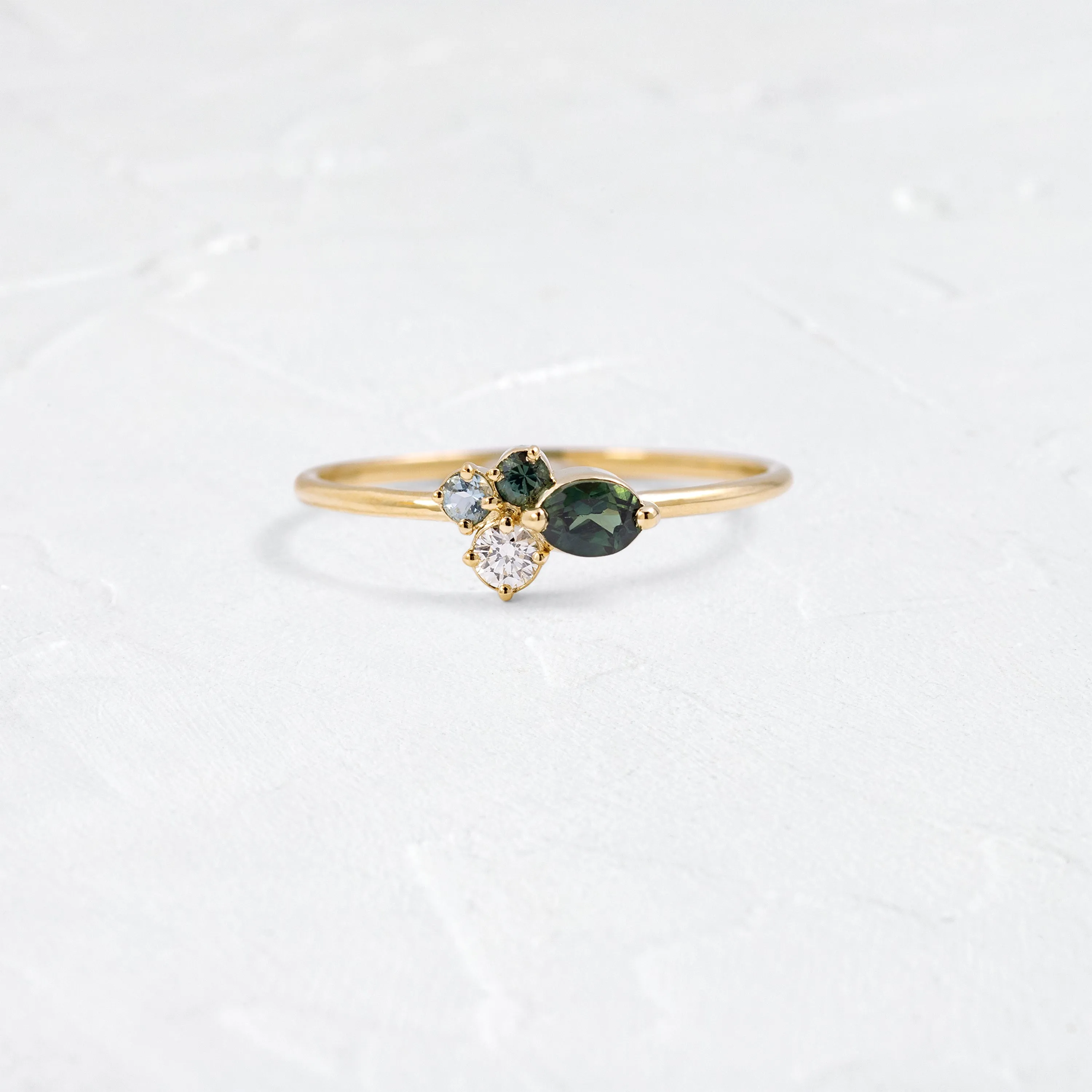 Bubbled Mini Cluster Ring in Evergreen