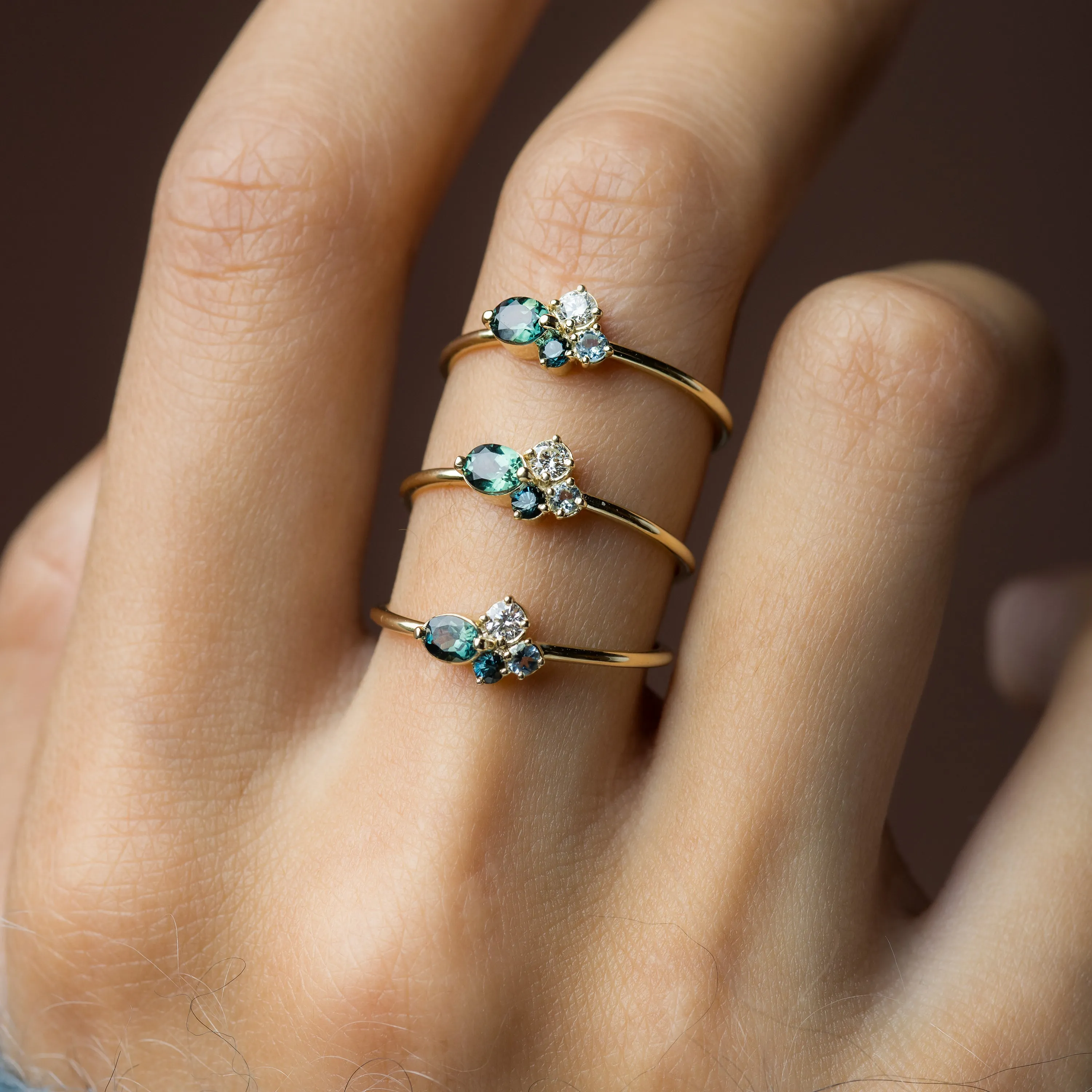 Bubbled Mini Cluster Ring in Evergreen